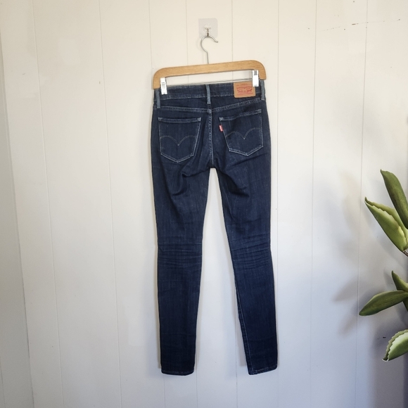 Levis 711 Skinny Jeans Dark Wash Square Pockets Stretchy Mid Rise Womens Size 24 - Picture 3 of 10